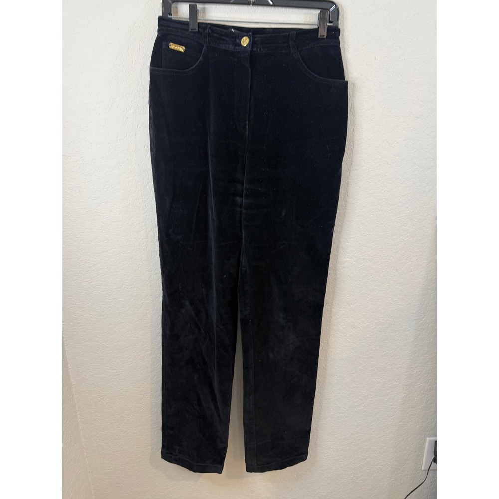 St. John Sport Black Velvet Pants‎ Ladies High Size 8